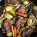 Печени свински карета със зеленчуци